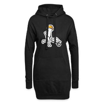 Bauarbeiter mit Schubkarre - Hoodie-Kleid - Schwarz - Vorne