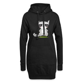 niedlicher Waschbär im Comic Stil, zum lieb haben - Hoodie-Kleid - Schwarz - Vorne