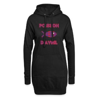 POISSON. SARDINE. POISSON D'AVRIL - Sweat-shirt à capuche long Femme - noir - Devant
