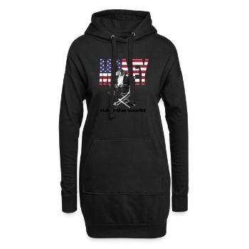 Geld regiert die Welt - Hoodie-Kleid - Schwarz - Vorne