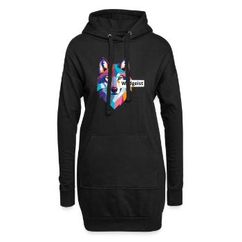 Colored Wolf Head "Wild Spirit" - Hoodie Dress - black - Front