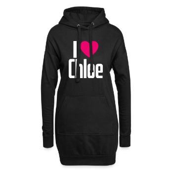 I Love Chloe Pinkes Herz Ich liebe Chloe - Hoodie-Kleid - Schwarz - Vorne