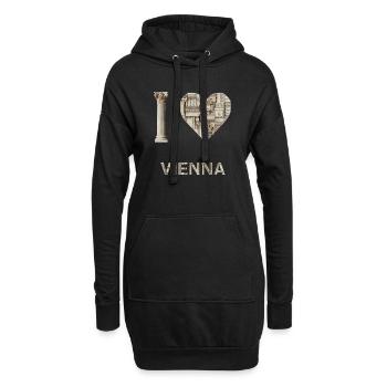 Wien – Monumentale Architektur - Hoodie-Kleid - Schwarz - Vorne
