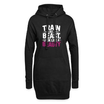 Trainiere wie ein Tier, sieh aus wie eine Schönheit - Hoodie-Kleid - Schwarz - Vorne