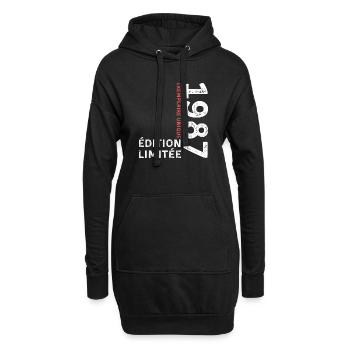 1987 vintage typographic style - Hoodie Dress - black - Front