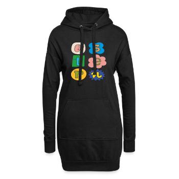 bunte Oster Buchstaben - Hoodie-Kleid - Schwarz - Vorne