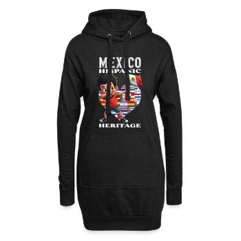 Mexiko Stolz & Heimat Mexikaner Mexico Flagge - Hoodie-Kleid - Schwarz - Vorne