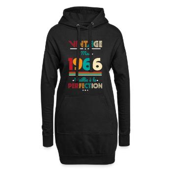 Anniversaire 60 ans - Vintage - Mai 1966 - Sweat-shirt à capuche long Femme - noir - Devant