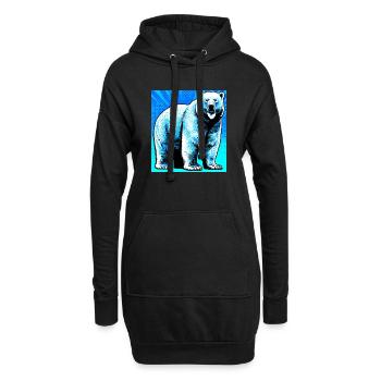 ours blanc - Sweat-shirt à capuche long Femme - noir - Devant