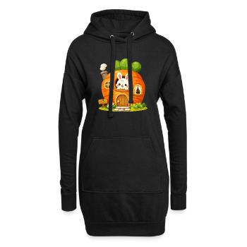 La Maison de la Carotte avec le Lapin - Sweat-shirt à capuche long Femme - noir - Devant