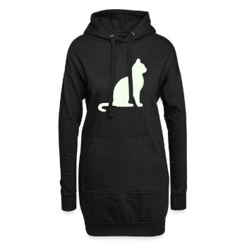 Mondnacht Katzensilhouette - Hoodie-Kleid - Schwarz - Vorne