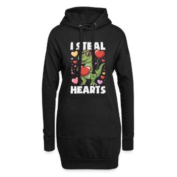 Retro Herz Valentinstag Design Liebe - Hoodie-Kleid - Schwarz - Vorne