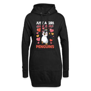 Pingouin mignon - Cadeau pour l’amoureux des manchots - Sweat-shirt à capuche long Femme - noir - Devant