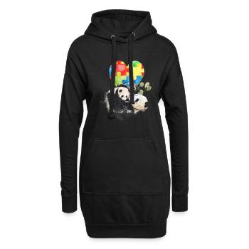 Panda Bunt Autismus Anders sein - Hoodie-Kleid - Schwarz - Vorne