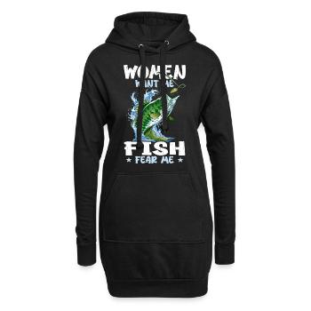 Women Want Me Fish Fear Me - Sweat-shirt à capuche long Femme - noir - Devant