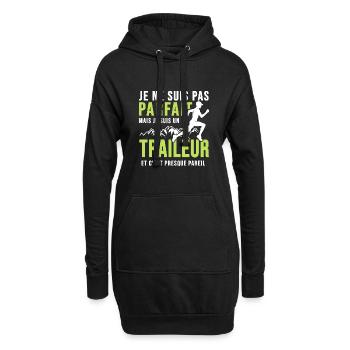 traileur pas parfait trail ultra course à pied - Sweat-shirt à capuche long Femme - noir - Devant