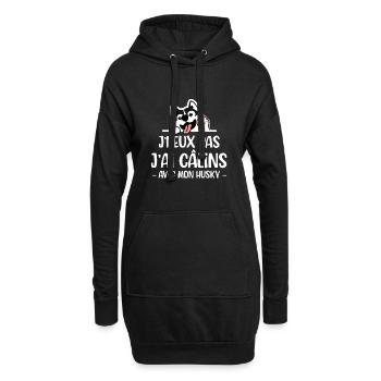 Husky cadeau drôle chien mignon - Sweat-shirt à capuche long Femme - noir - Devant