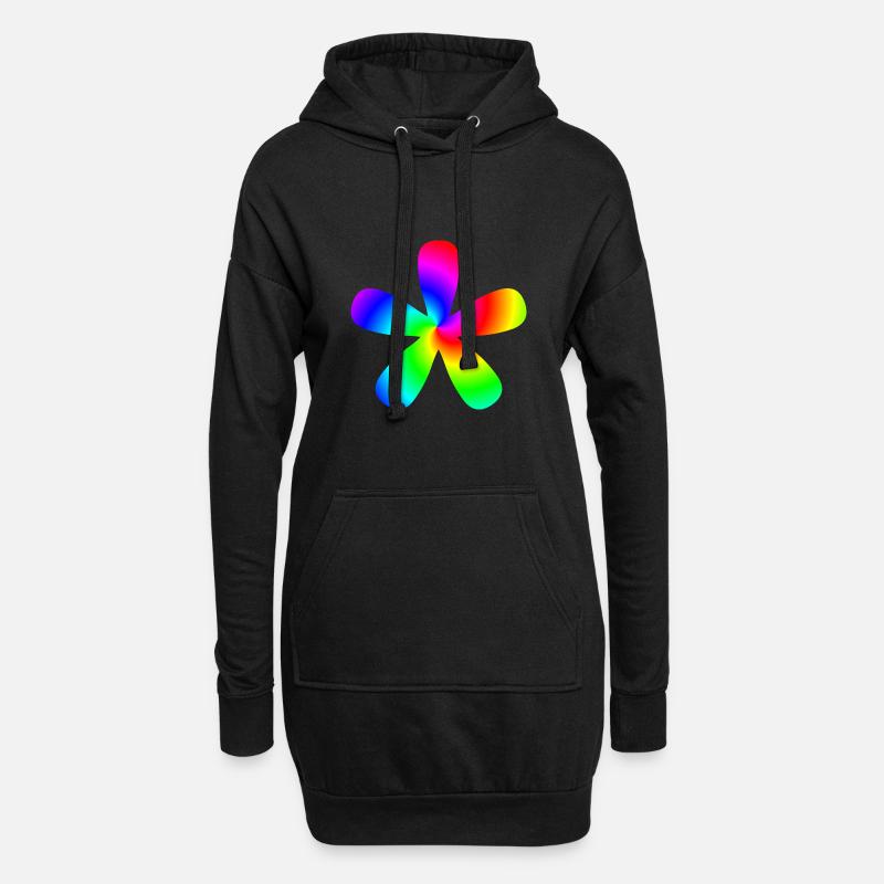 Blume Stern Genderstern Regenbogen Geschenkidee - Hoodie-Kleid - Schwarz