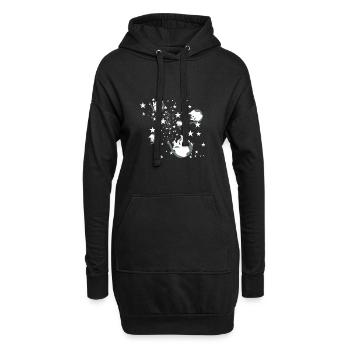 Sterne,Katzen,schlafen, schlafende Katzen - Hoodie-Kleid - Schwarz - Vorne