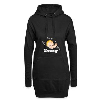 Grossesse Grossesse Naissance Février Cadeau - Sweat-shirt à capuche long Femme - noir - Devant