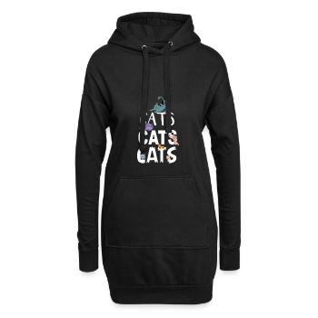 Katze - Hoodie-Kleid - Schwarz - Vorne
