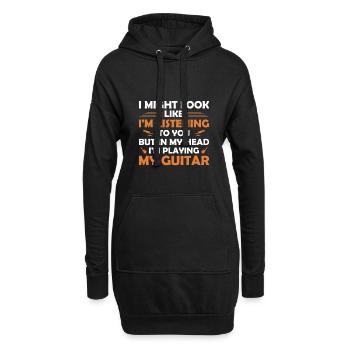 Guitare - Musique - Guitare - Chemise - Sweat-shirt à capuche long Femme - noir - Devant