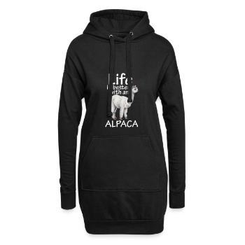 Alpaca-Shirt - Hoodie-Kleid - Schwarz - Vorne