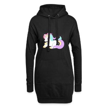 Einhorn süßes Unicorn - Hoodie-Kleid - Schwarz - Vorne