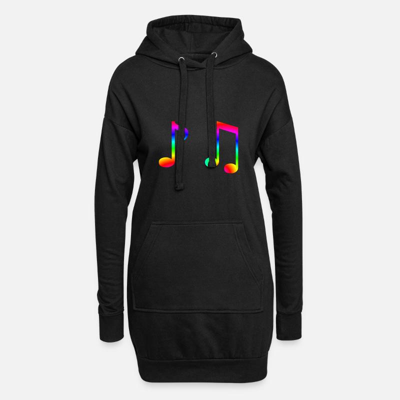 Musiknoten bunt Geschenkidee Note Regenbogen Musik - Hoodie-Kleid - Schwarz