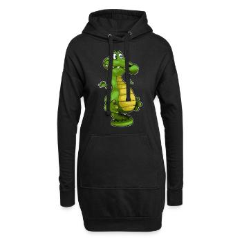 Yoga Krokodil Geschenkidee - Hoodie-Kleid - Schwarz - Vorne