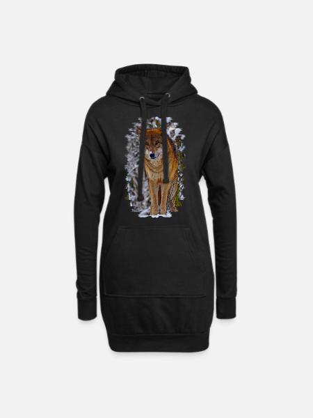 wolf - Hoodie-Kleid - Schwarz
