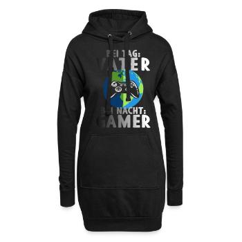 Am Tag Vater Bei Nacht Zocker Gaming Vatertag - Hoodie-Kleid - Schwarz - Vorne