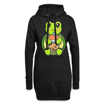 Bubble Milk Tea Tortue Buvant Boba Milk Tea - Sweat-shirt à capuche long Femme - noir - Devant