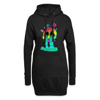 Totenkopf & Pilze - Hoodie-Kleid - Schwarz - Vorne
