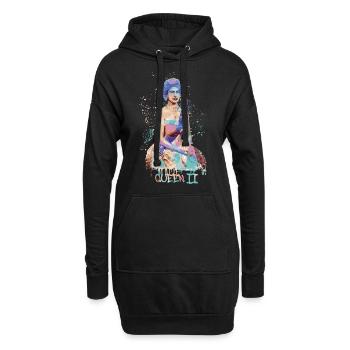Reine II - Elizabeth Angleterre - Reine d’Angleterre, colorée - Sweat-shirt à capuche long Femme - noir - Devant