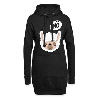 Nö, ich muss garnix - Lama - Spruch - Hoodie-Kleid - Schwarz - Vorne