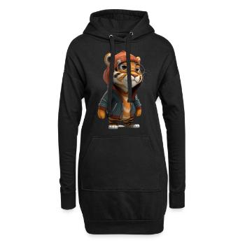 Niedlicher Tiger mir Brille für Kinder - Hoodie-Kleid - Schwarz - Vorne