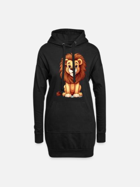Niedlicher Löwe für Löwen Liebhaber und Löwen - Hoodie-Kleid - Schwarz