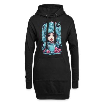 Style gothique kawaii myrtille Milkshake Anime - Sweat-shirt à capuche long Femme - noir - Devant