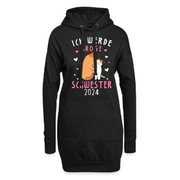 Je vais être une grande sœur en 2024 - Sweat-shirt à capuche long Femme - noir - Devant
