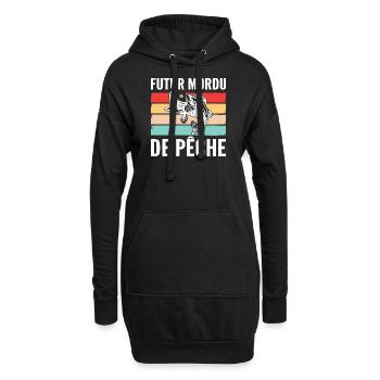 Mordu de Pêche pour bébé - Sweat-shirt à capuche long Femme - noir - Devant