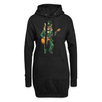 Katze - Hoodie-Kleid - Schwarz - Vorne