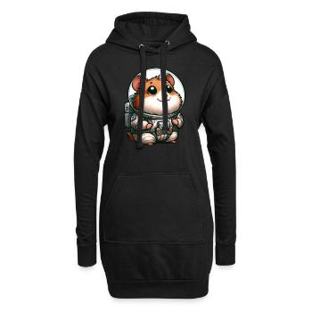 Hamster cochon d’Inde astronaute dans l’espace - Sweat-shirt à capuche long Femme - noir - Devant