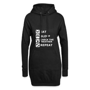 manger dormir, répète, répète, météorologie, chasseur, - Sweat-shirt à capuche long Femme - noir - Devant