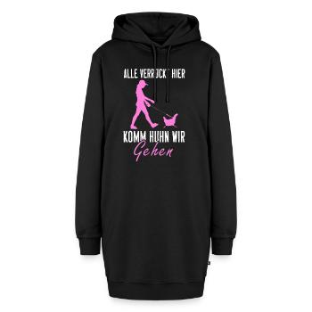 Huhn, Bauernhof, Hühner, Spruch, Bauer Hühnerstall - Hoodie-Kleid - Schwarz - Vorne