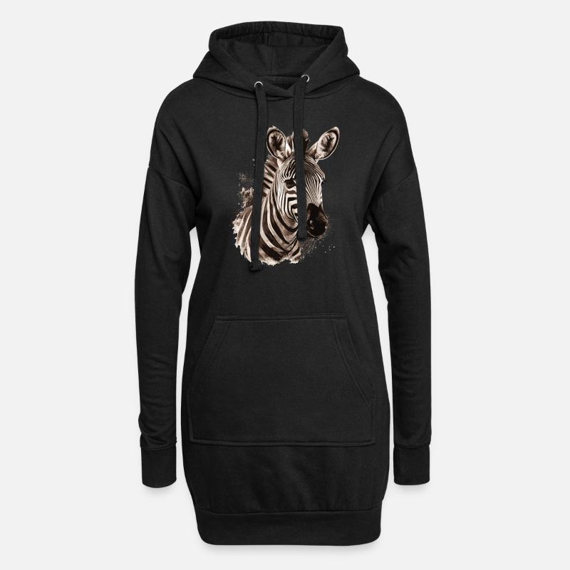 Zebra Afrika Tier - Hoodie-Kleid - Schwarz