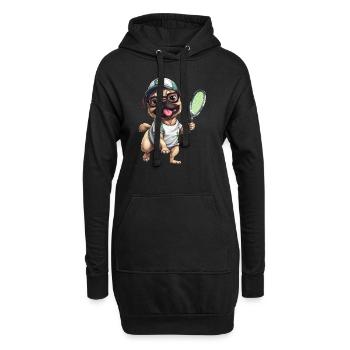 Passionné de jeu carlin: tennis et - Sweat-shirt à capuche long Femme - noir - Devant