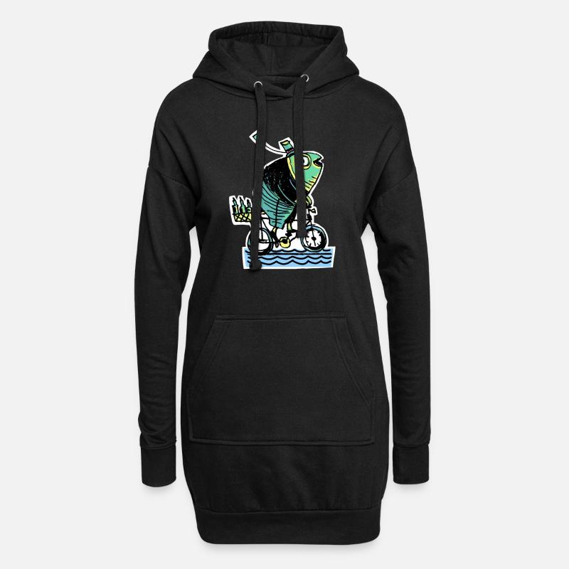 Fisch - Hoodie-Kleid - Schwarz