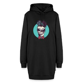 tete de mort hipster noeud papillon skull crane lu - Sweat-shirt à capuche long Femme - noir - Devant