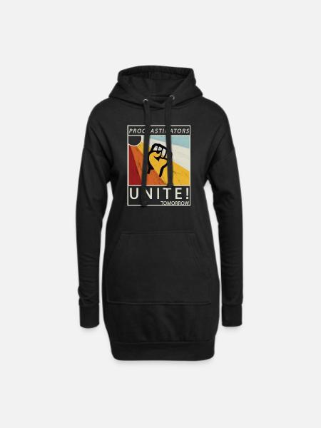 Procrastinators Unite Tomorrow Faul sein Geschenk - Hoodie-Kleid - Schwarz
